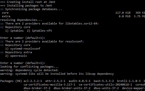 Установка пакетов Arch Linux