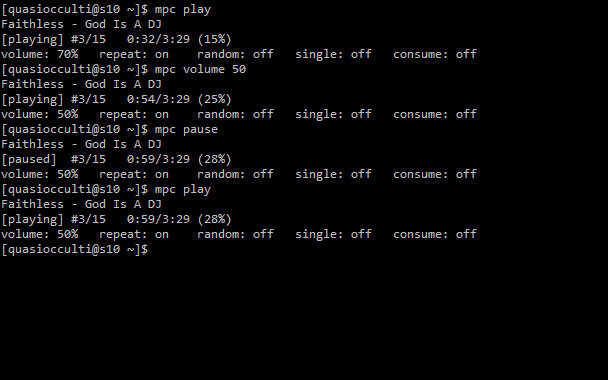 Управление воспроизведением mpd с помощью CLI-клиента mpc